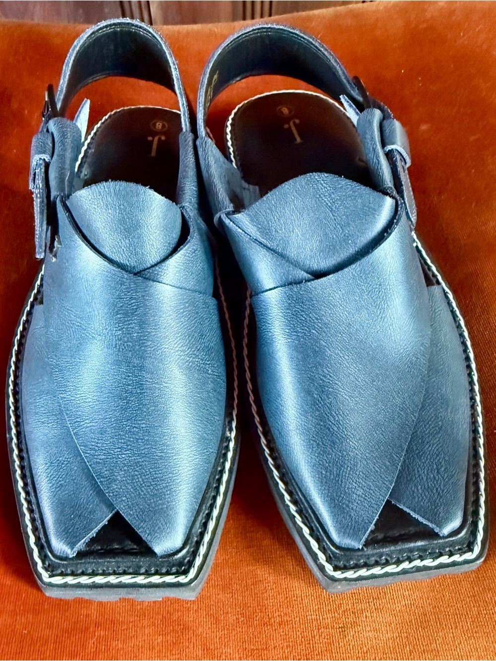 Rapisardi Italy Dark Navy Leather Fisherman Platform Sandals | Size 8